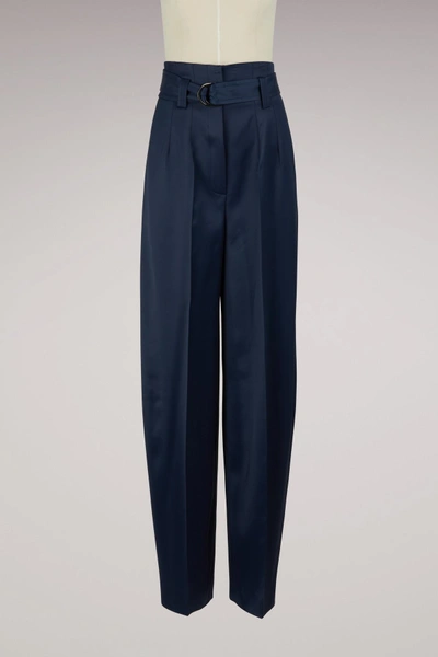 Shop Pallas Satin Belted Pants In Night Blue