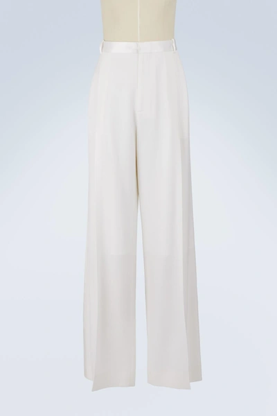 Shop Givenchy Satin Striped Wide-leg Pants In White