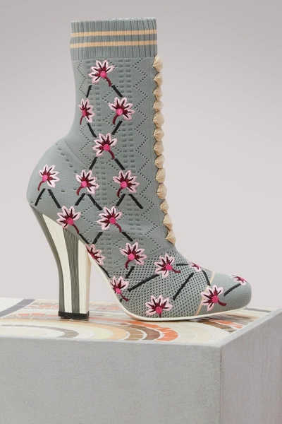 Shop Fendi Rockoko Sock-boots In Gris Orseto+multicol