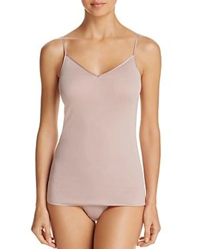 Shop Hanro Cotton Seamless V-neck Cami In Oyster Pink
