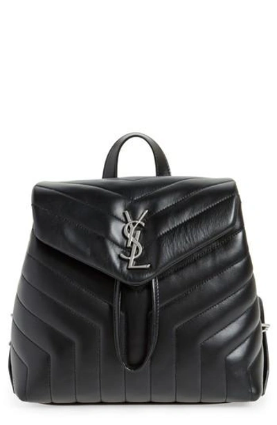 Shop Saint Laurent Small Loulou Quilted Calfskin Leather Backpack - Pink In Marble Pink