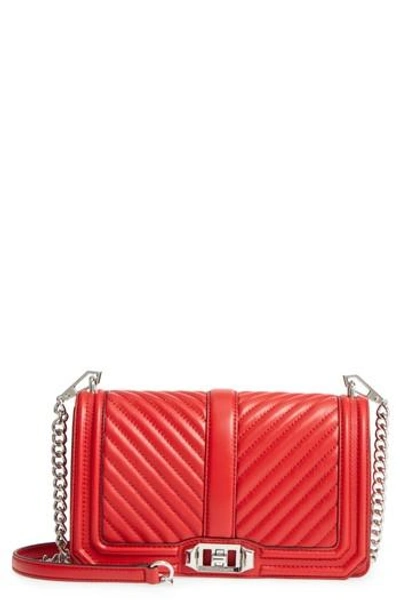 Shop Rebecca Minkoff 'chevron Quilted Love' Crossbody Bag - Red In Carnation Red