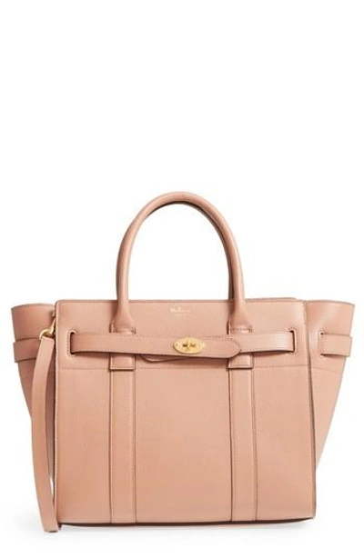 Shop Mulberry Small Zip Bayswater Classic Leather Tote - Red In Brown