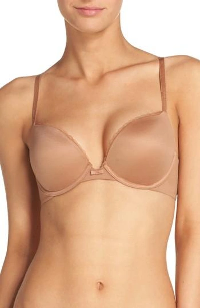 Shop Calvin Klein Plunge Underwire Push-up Bra In Bronzed