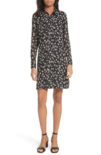 Shop Tory Burch Avery Floral Silk Shirtdress In Black Stamped Floral