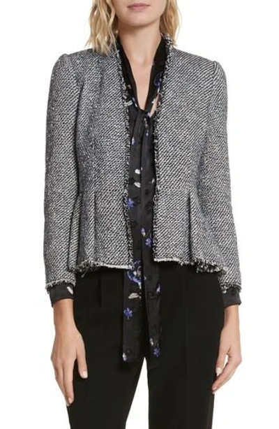 Shop Rebecca Taylor Metallic Tweed Jacket In Midnight Combo