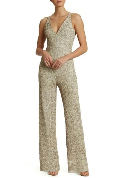 Dress The Population Charlie Sequin Jumpsuit In Auburn