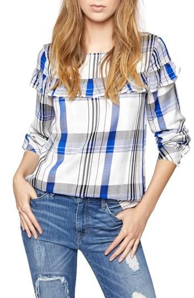 Shop Sanctuary Across The Universe Ruffle Top In Heritage Rose Plaid