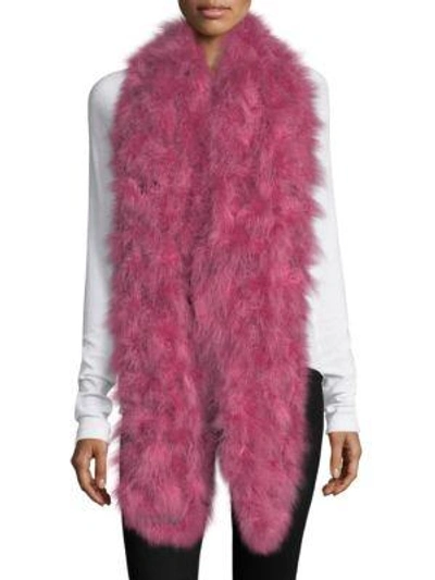 Shop Pello Bello Long Knit Feather Scarf In Raspberry