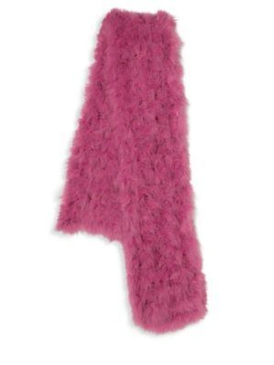 Shop Pello Bello Long Knit Feather Scarf In Raspberry