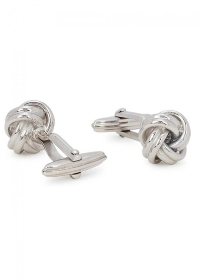 Shop Lanvin Knot Rhodium-plated Cufflinks In Silver