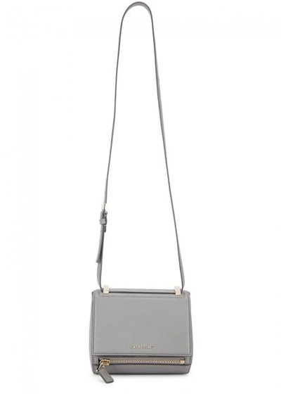 Shop Givenchy Pandora Mini Grey Leather Box Bag In Light Grey