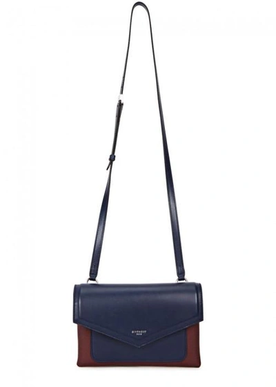 Shop Givenchy Duetto Two-tone Leather Shoulder Bag In Navy