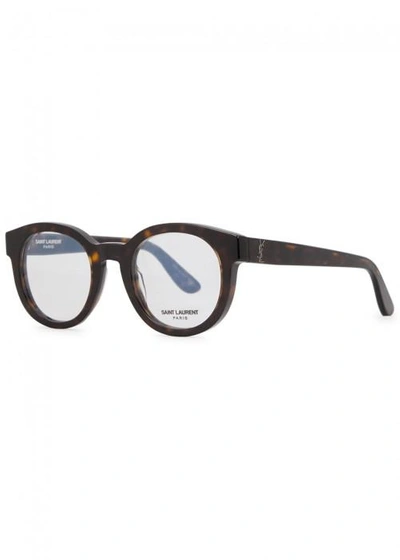 Shop Saint Laurent Slm14 Tortoiseshell Oval-frame Optical Glasses