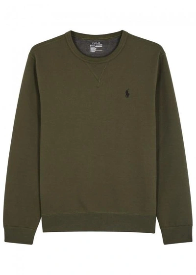 Shop Polo Ralph Lauren Olive Cotton Blend Sweatshirt