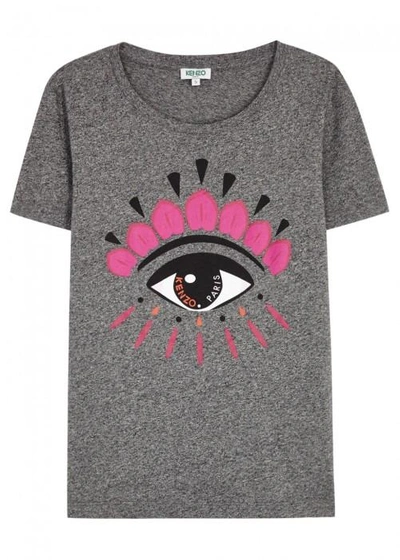 Shop Kenzo Grey Eye-print Cotton T-shirt In Anthracite