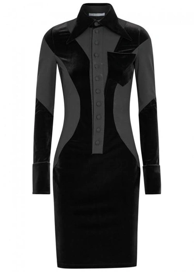 Shop Givenchy Black Velvet-panelled Dress