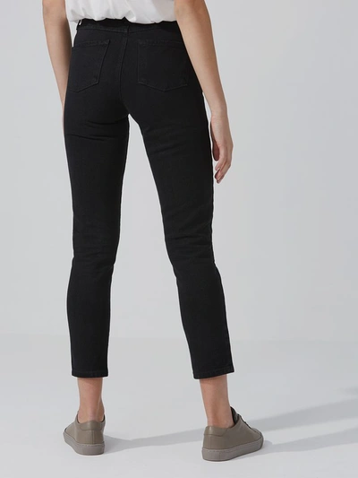 Shop Frank + Oak The Stevie High-waisted Tapered Jean In Rinsed Black