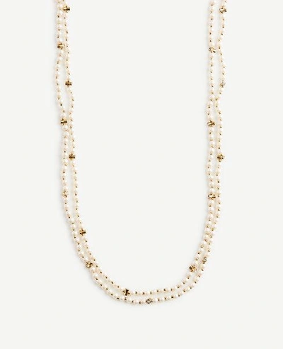 Shop Ann Taylor Beaded Layering Necklace In Ivory White