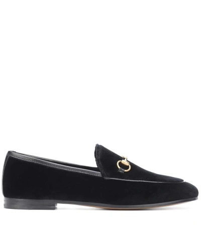 Shop Gucci Jordaan Velvet Loafers In Black