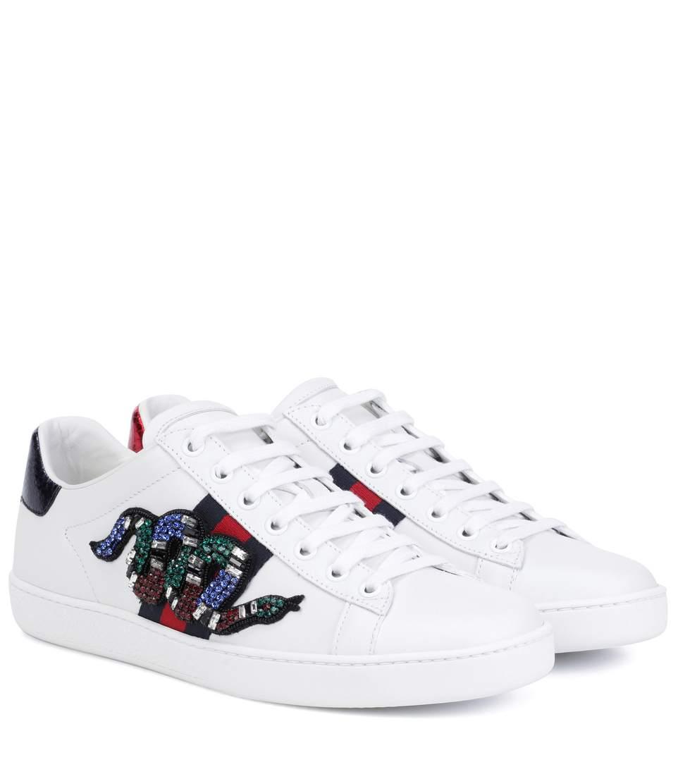 Gucci New Ace Crystal-embroidered Snake 