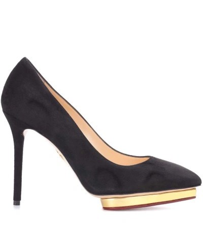 Shop Charlotte Olympia Debbie Suede Plateau Pumps In Black