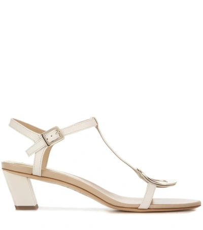 Shop Roger Vivier Chips Leather Sandals In White