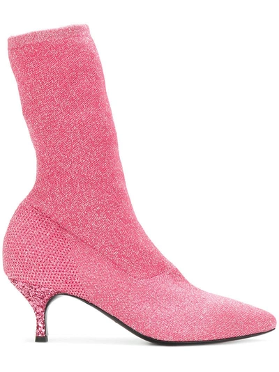 Shop Strategia Glitter Sock Boots - Pink