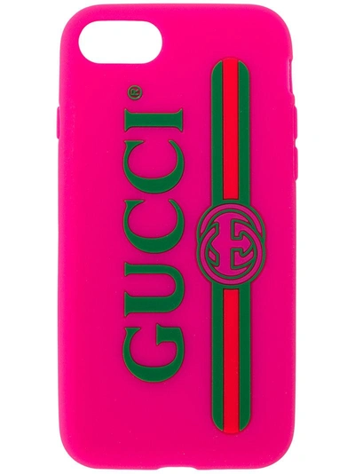 Gucci Pink Vintage Logo Iphone 7 Case In Pink Multi