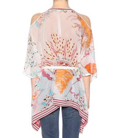 Shop Roberto Cavalli Printed Silk Kaftan In Multicoloured