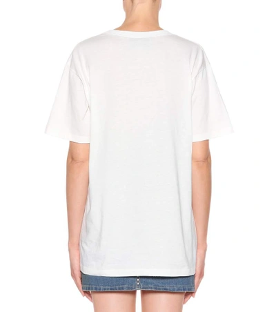Shop Gucci Sequin-embellished Cotton T-shirt In White