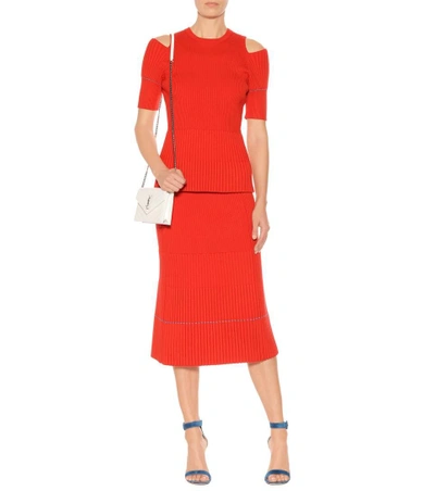 Shop Victoria Beckham Ribbed Wool Top In Red