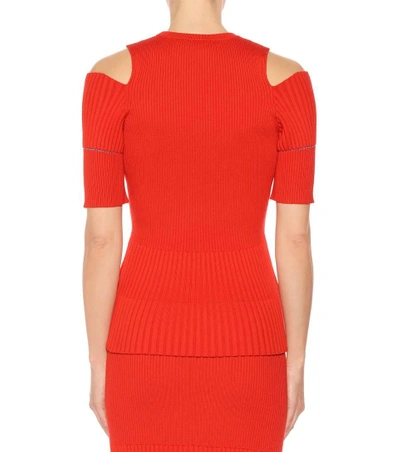 Shop Victoria Beckham Ribbed Wool Top In Red