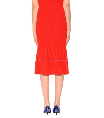 Shop Victoria Beckham Ribbed Wool Skirt In Red