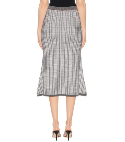 Shop Victoria Beckham Striped Wool And Cotton Skirt In Blue