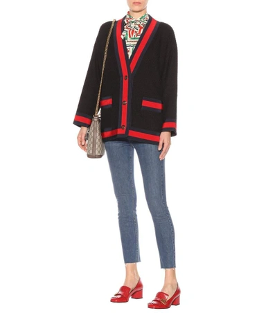 Shop Gucci Cotton-blend Twill Cardigan In Black