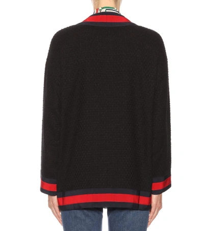 Shop Gucci Cotton-blend Twill Cardigan In Black