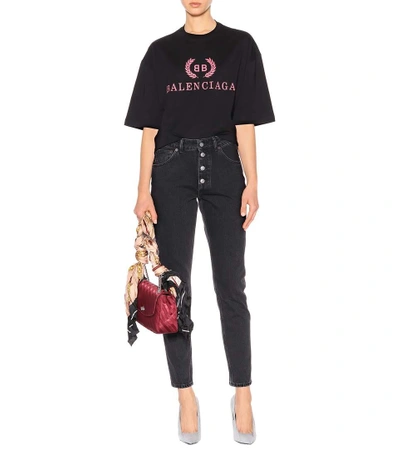 Shop Balenciaga High-waisted Jeans In Simple Stoeewash