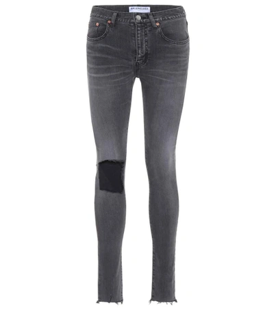 Shop Balenciaga Ripped Skinny Jeans In Grey