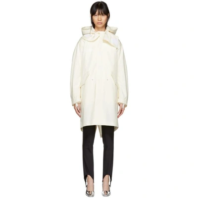 Shop Helmut Lang Off-white Re-edition Shearling Hooded Parka In Off White