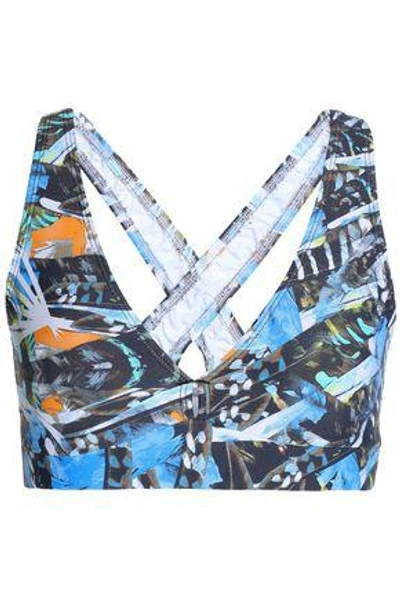 Shop Bodyism Printed Stretch Sports Bra In Azure