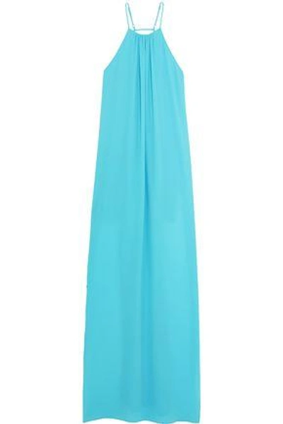 Shop Elizabeth And James Woman Adley Chiffon Halterneck Maxi Dress Azure