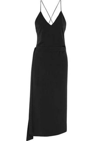 Shop Alexis Woman Analia Crepe Wrap Midi Dress Black