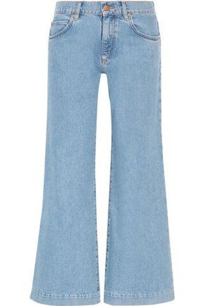 Shop M.i.h. Jeans Woman Topanga Mid-rise Wide-leg Jeans Light Denim