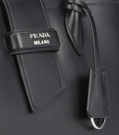 Shop Prada Leather Tote In Black