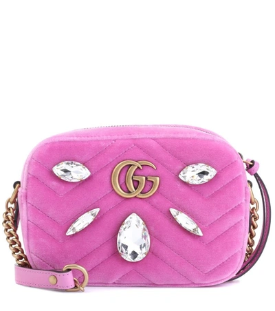 Gucci Gg Marmont Mini Velvet Bag In Pink | ModeSens