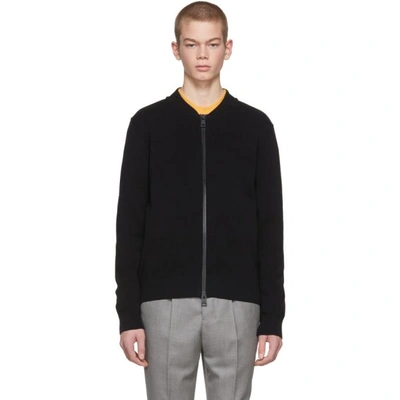 Shop Ami Alexandre Mattiussi Black Knit Zipped Bomber Jacket In 001 Noir