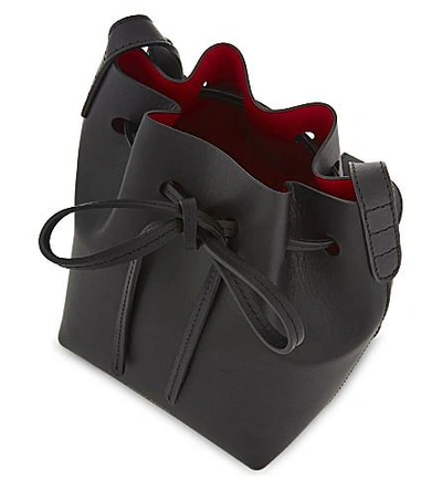 Shop Mansur Gavriel Mini Mini Leather Bucket Bag In Black/flamma