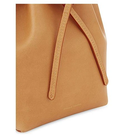 Shop Mansur Gavriel Mini Mini Leather Bucket Bag In Cammello/antico
