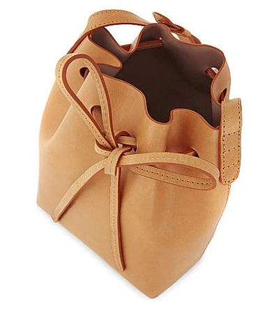 Shop Mansur Gavriel Mini Mini Leather Bucket Bag In Cammello/antico
